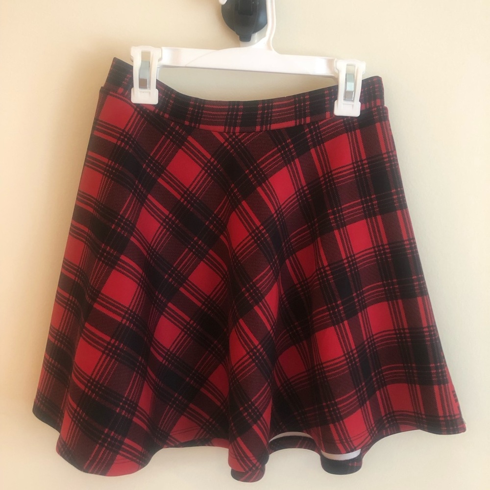 Plaid school girl style skater skirt